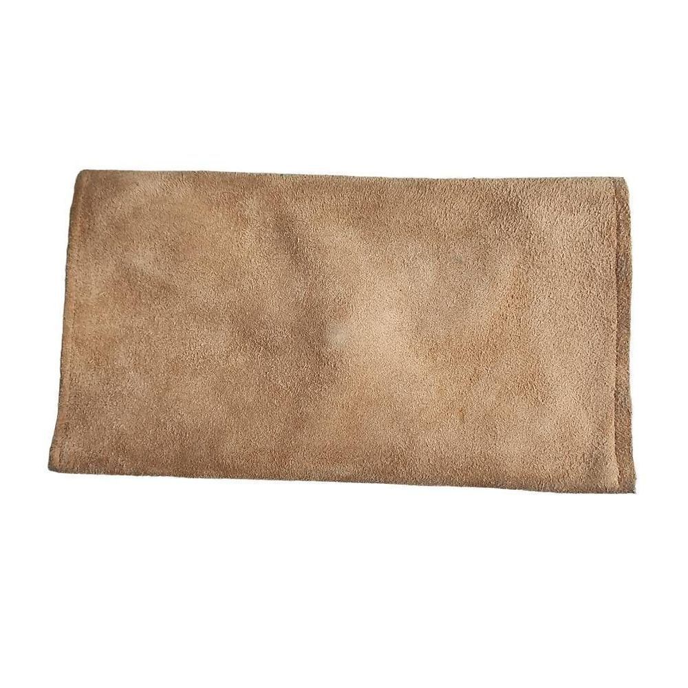 Camel suede leather studded clutch envelope bag 9.5" X 5.5" - Picture 4 of 4